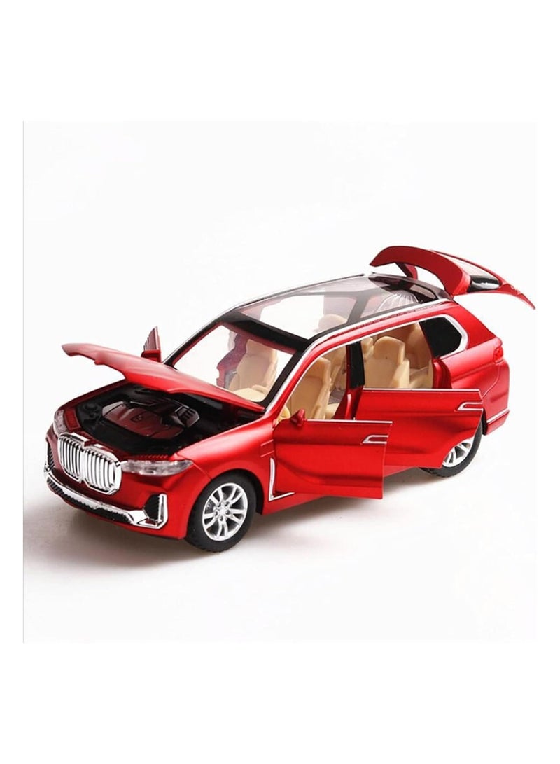 Diecast Car 1:32 For BMW X7 Alloy Cars Model Simulation Die-Casting Sound And Light Pull Back Model Kid's Toy Gifts (Color : Red)