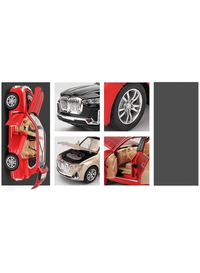 Diecast Car 1:32 For BMW X7 Alloy Cars Model Simulation Die-Casting Sound And Light Pull Back Model Kid's Toy Gifts (Color : Red)