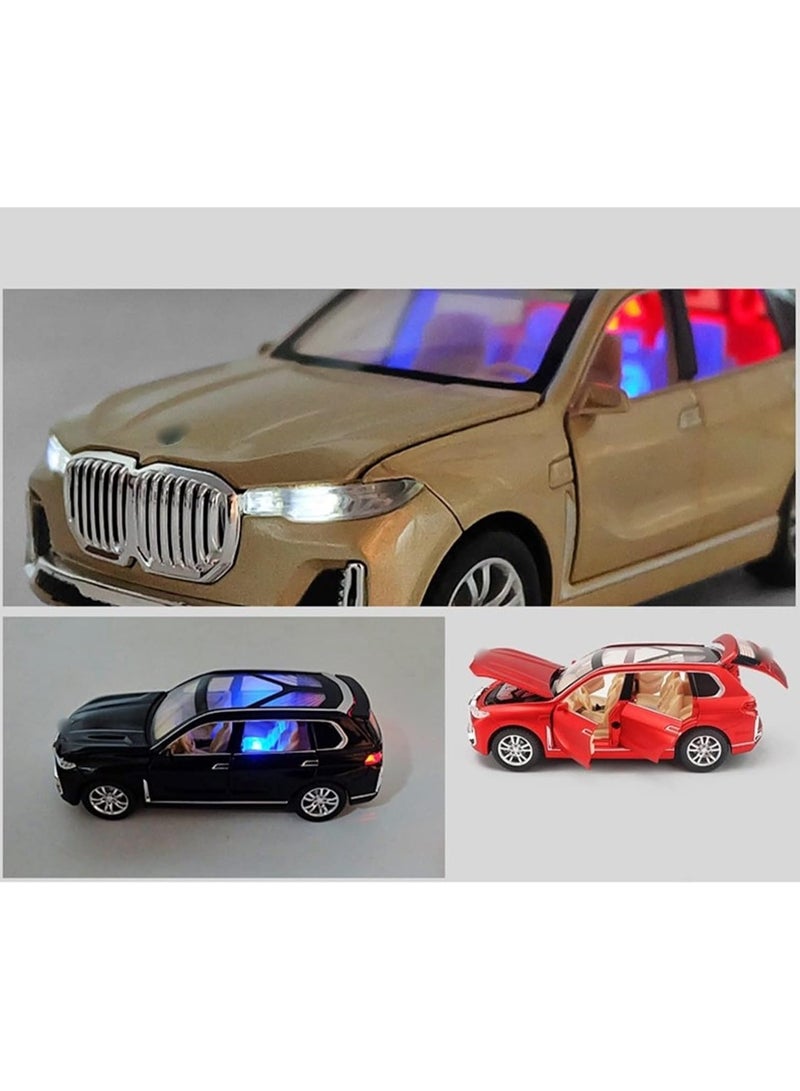 Diecast Car 1:32 For BMW X7 Alloy Cars Model Simulation Die-Casting Sound And Light Pull Back Model Kid's Toy Gifts (Color : Red)