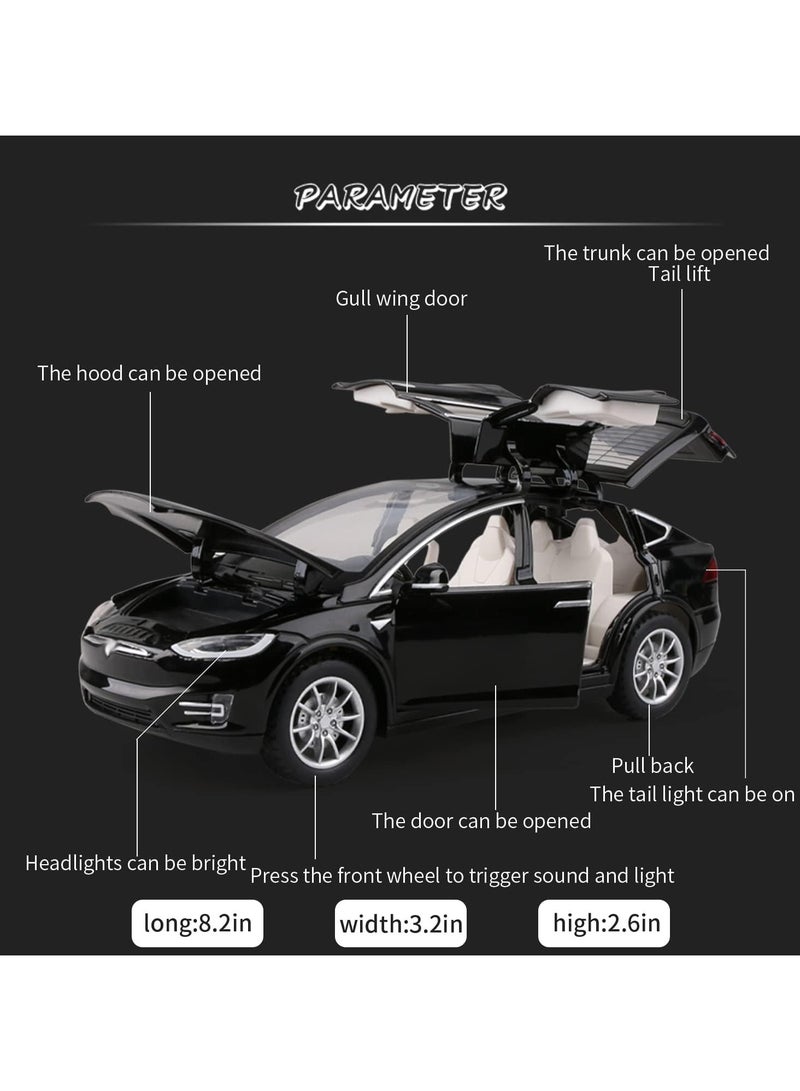 1/22 Scale Diecast Model X Toy Car, Alloy Casting Pull Back Collectible Car Vehicles with Sound and Light, Eagle Wing Door, Big Model X Car Model Toy for Kids Adults Gift