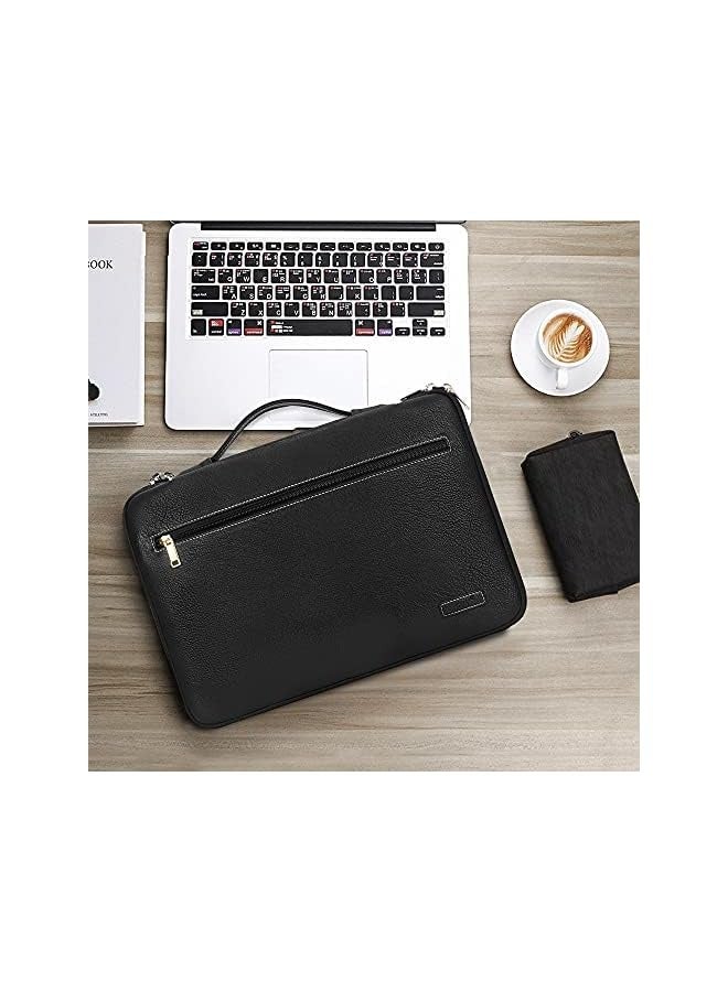 14-15.6 inch Laptop Sleeve Case Bag for 15 inch MacBook Pro, Premium Leather Ultrabook Notebook Carrying Case Bag