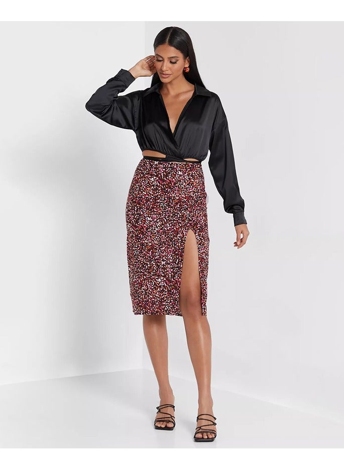 Little Mistress Printed Bias Skirt