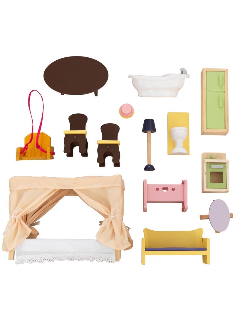 Savannah Wooden Dollhouse with Furniture and Accessories