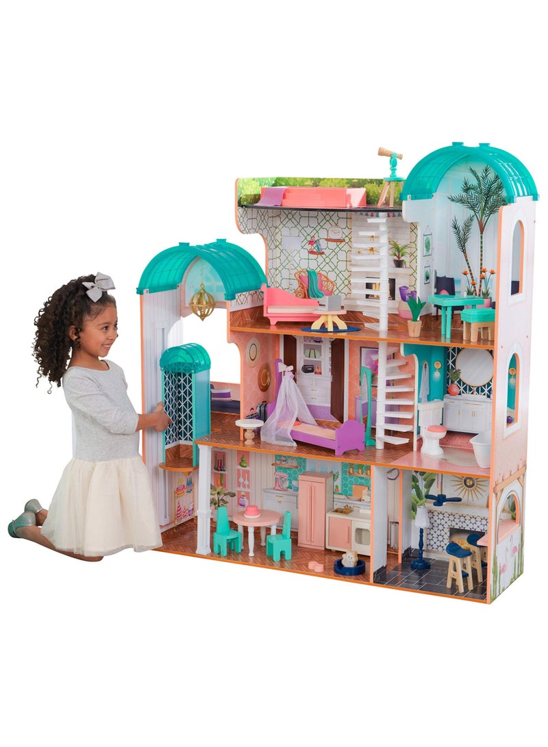 Camila Wooden Dolls House With Furniture And Dollhouse Accessories