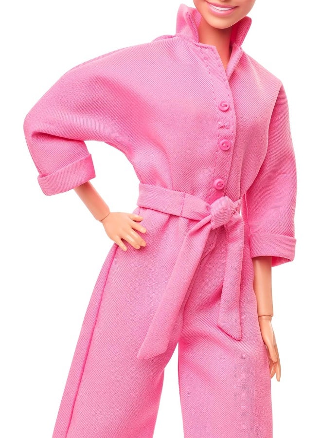 Barbie The Movie Margot Robbie Doll with Bubblegum Pink Jumpsuit, Messy Updo, Sunglasses, Headscarf, Wedge Sneakers, Collector's Packaging