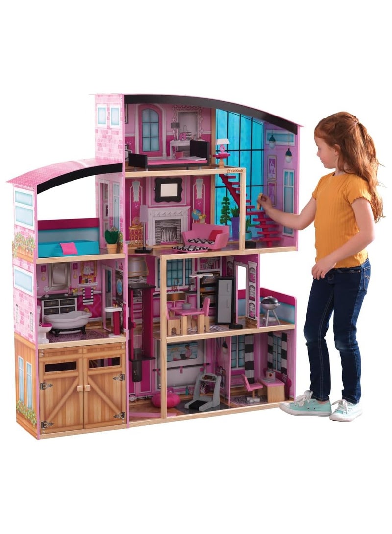 Shimmer Mansion wooden dollhouse with accessories included