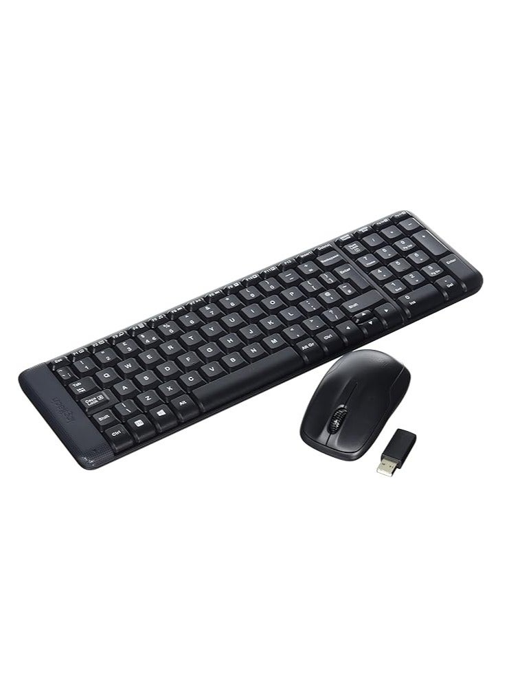 MK220 Compact Wireless Keyboard and Mouse Combo for Windows, 2.4 GHz Wireless with Unifying USB-Receiver, Wireless Mouse, 24 Month Battery Life, PC/Laptop, QWERTY UK English Layout - Black