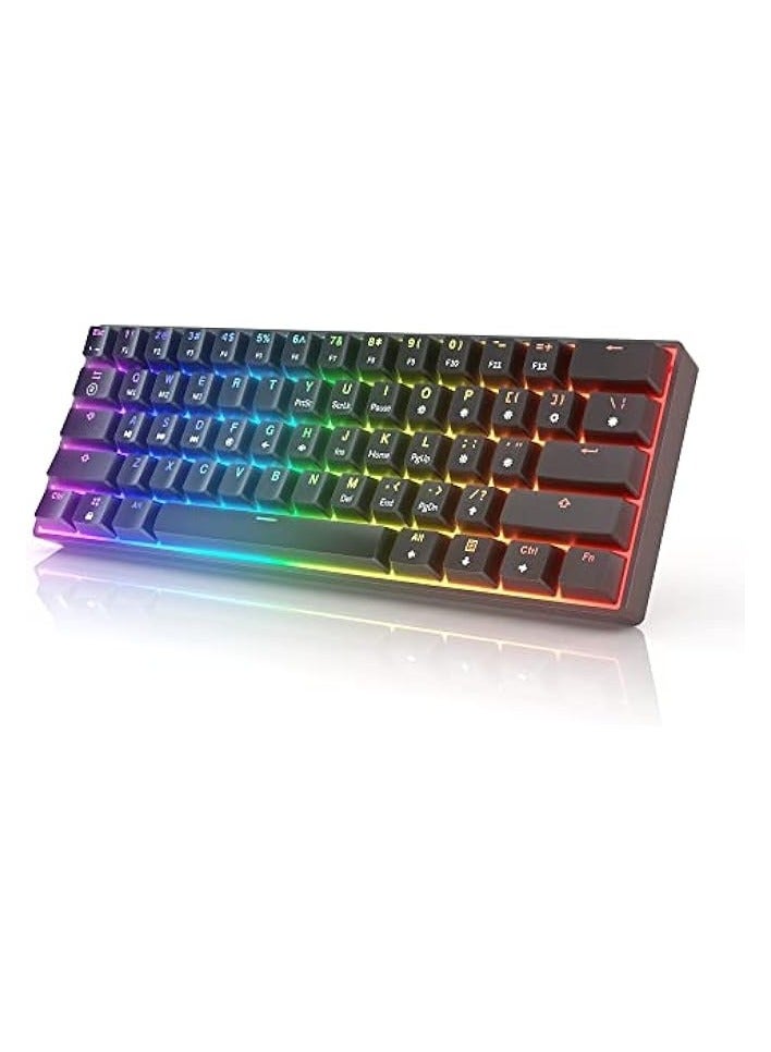 Mechanical Gaming Keyboard - 61 Keys Multi Color RGB Illuminated LED Backlit Wired Programmable for PC/Mac Gamer Tactile (Gateron Optical Brown)