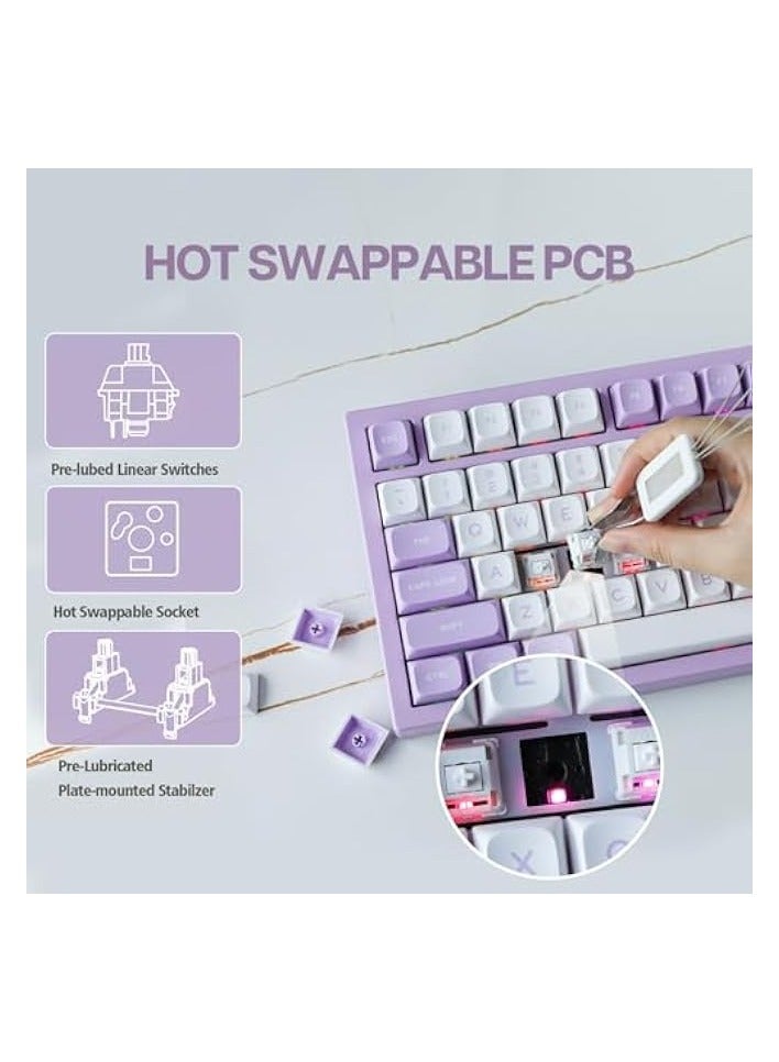 x Feker Galaxy80 Gaming Keyboard Kit, Aluminum Alloy Wired Mechanical Keyboard, Gasket-mounted Custom Barebones Kit, Hot Swappable, NKRO RGB Keyboard Kit for Win/Mac/Linux (Purple, Kit)
