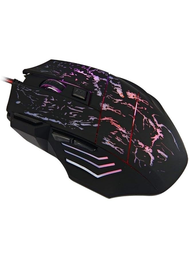 A874 7 Buttons 3200Dpi LED USB Wired Gaming Mouse, Black