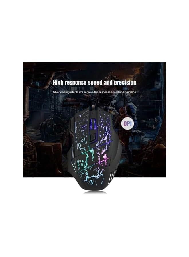 A874 7 Buttons 3200Dpi LED USB Wired Gaming Mouse, Black