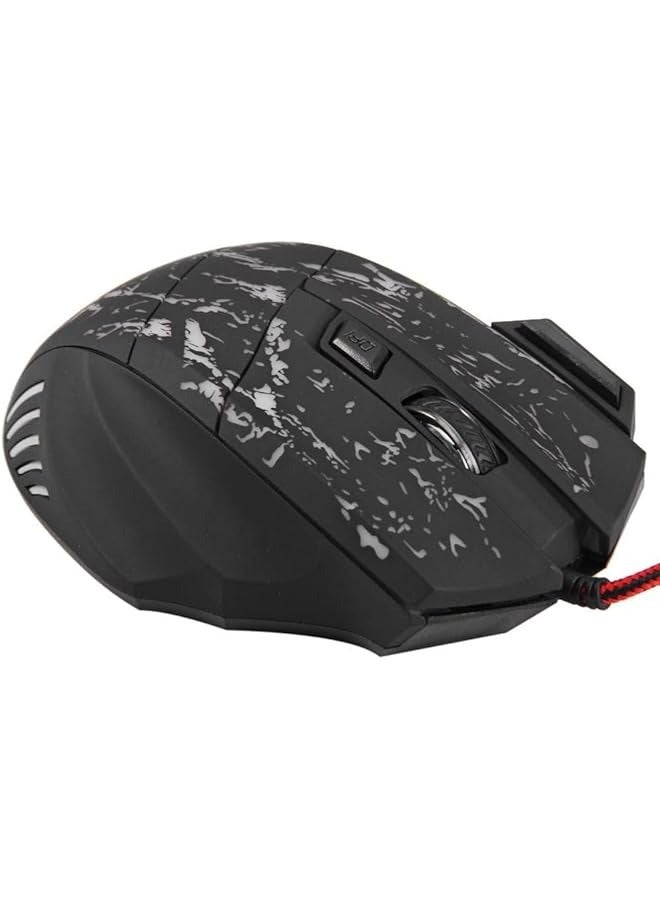 A874 7 Buttons 3200Dpi LED USB Wired Gaming Mouse, Black