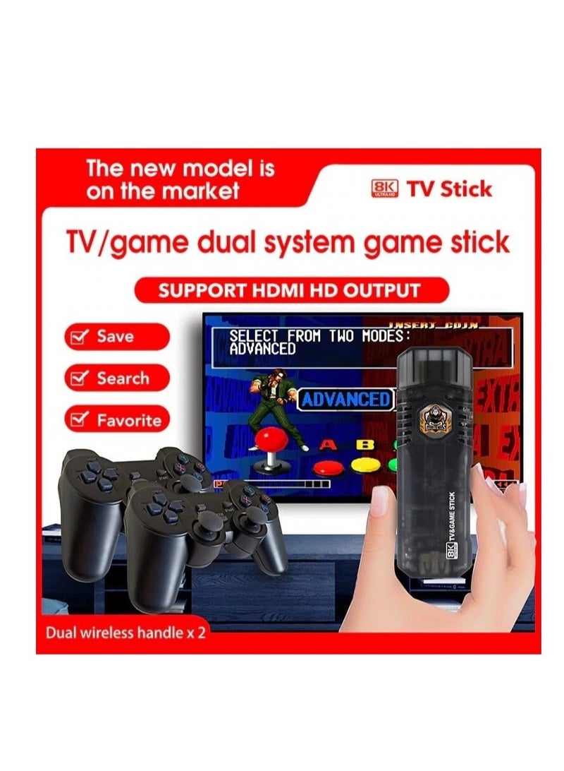 Compact Mini 8K Retro Games Stick with Offering A Collection of 10,000 Classic Video Games, Paired with A 2.4G Wireless Controller and Dual System Compatibility