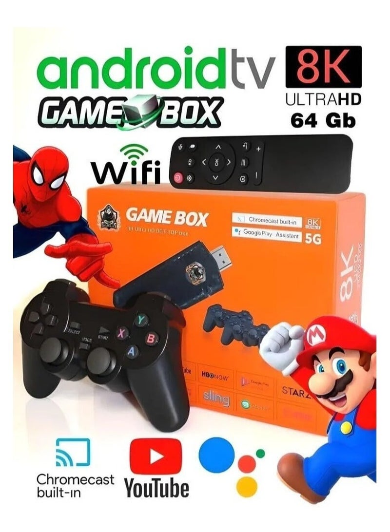 Compact Mini 8K Retro Games Stick with Offering A Collection of 10,000 Classic Video Games, Paired with A 2.4G Wireless Controller and Dual System Compatibility