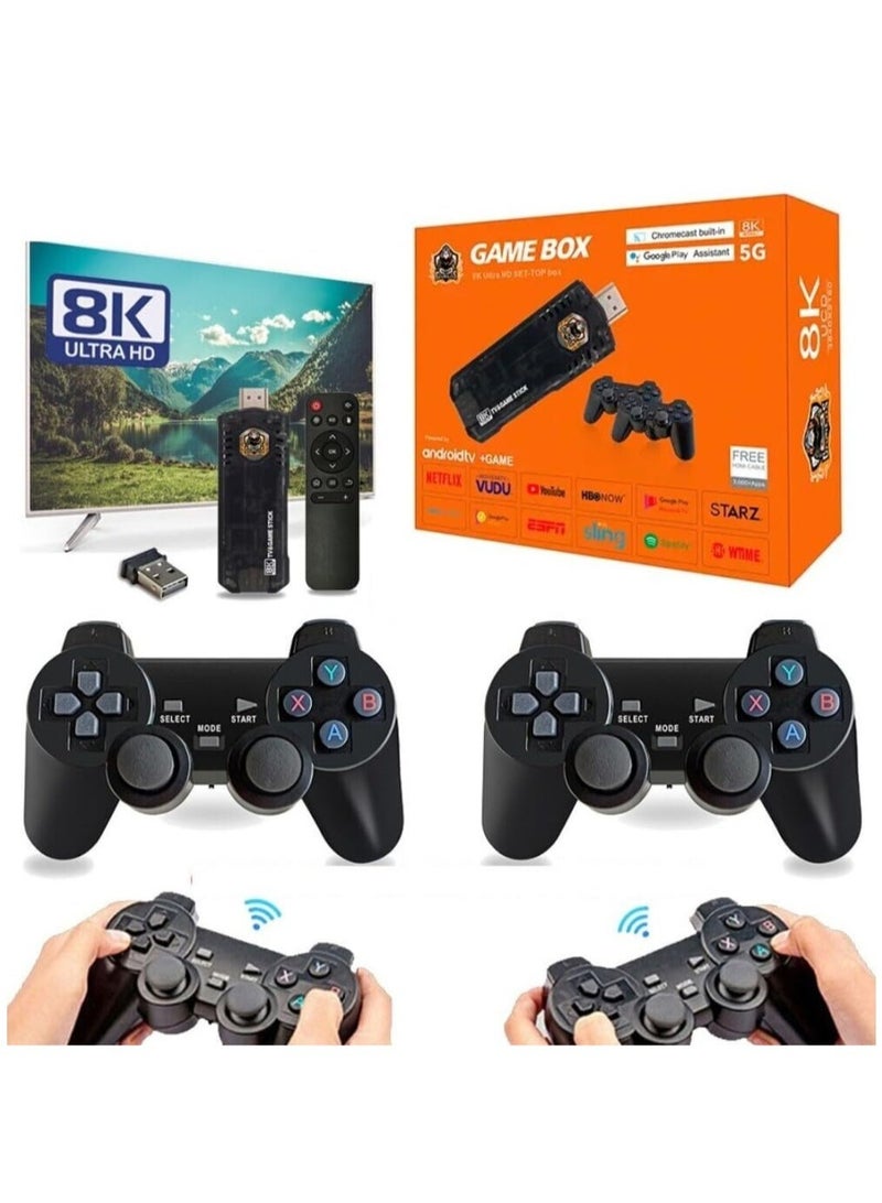 Compact Mini 8K Retro Games Stick with Offering A Collection of 10,000 Classic Video Games, Paired with A 2.4G Wireless Controller and Dual System Compatibility