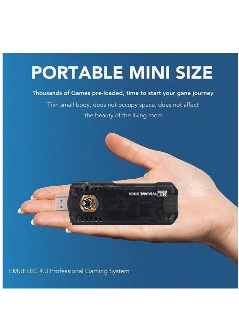 Compact Mini 8K Retro Games Stick with Offering A Collection of 10,000 Classic Video Games, Paired with A 2.4G Wireless Controller and Dual System Compatibility