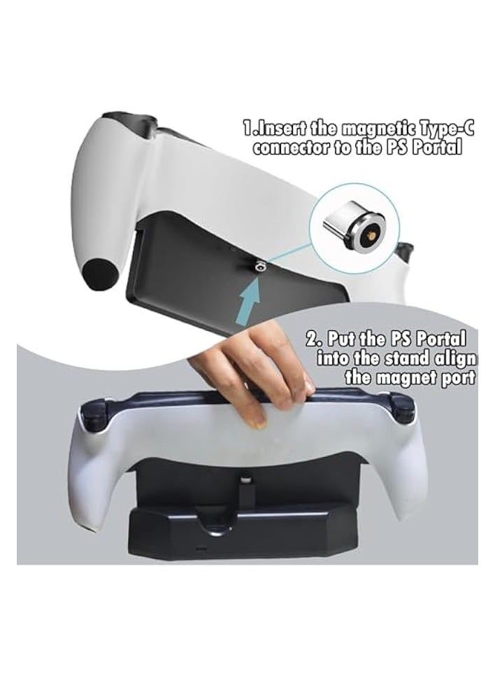 Charging Dock for Portal Remote Player, Charger Station for Portal 5 Handheld Console Charging Organizer Holder Charging Stand, with Magnetic Type C Adapter