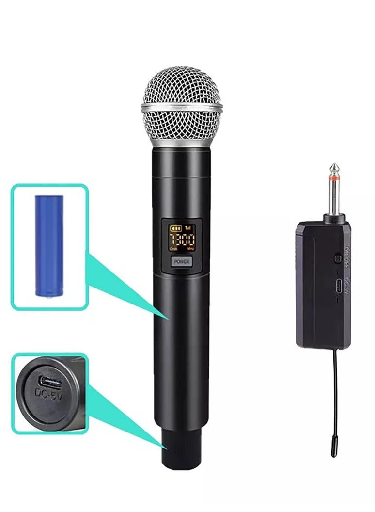 2pc Wireless Microphone UHF Dual Portable Handheld Dynamic Karaoke Mic With Rechargeable Receiver Cordless Karaoke System