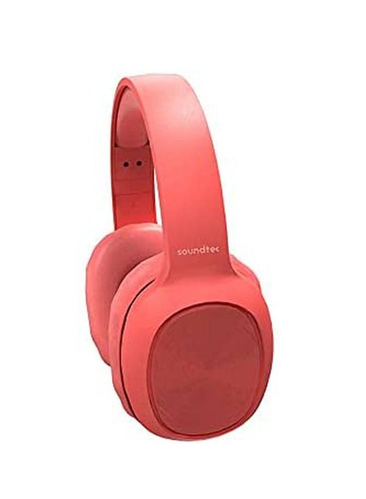 Headphones Noise Cancelling Soundtec Sound Pure Bass FM Wireless Active Siri Headphones - Red