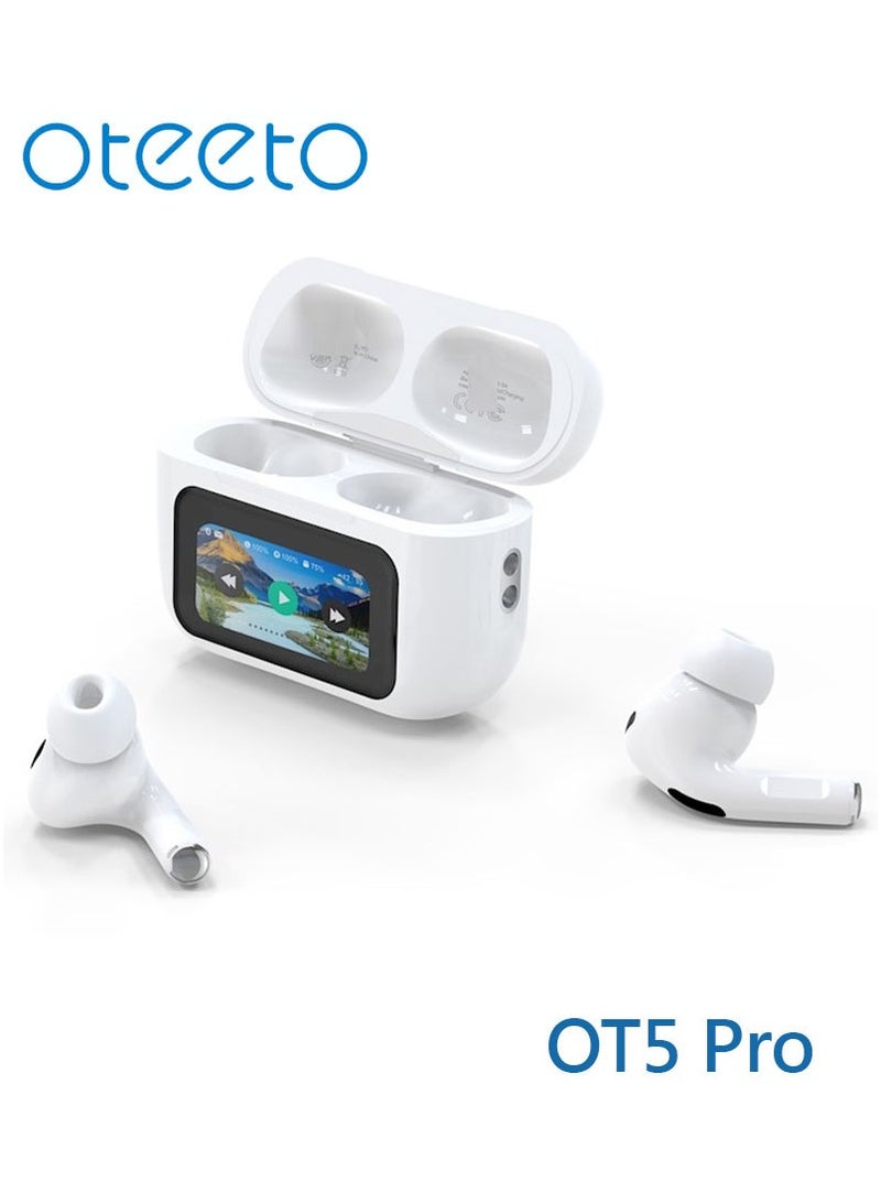 Oteeto OT5 Pro Wireless Eabuds With Smart Diplay Hi-Fi Sound Quality and Noise Cancellation Designed For iPhones and iPads