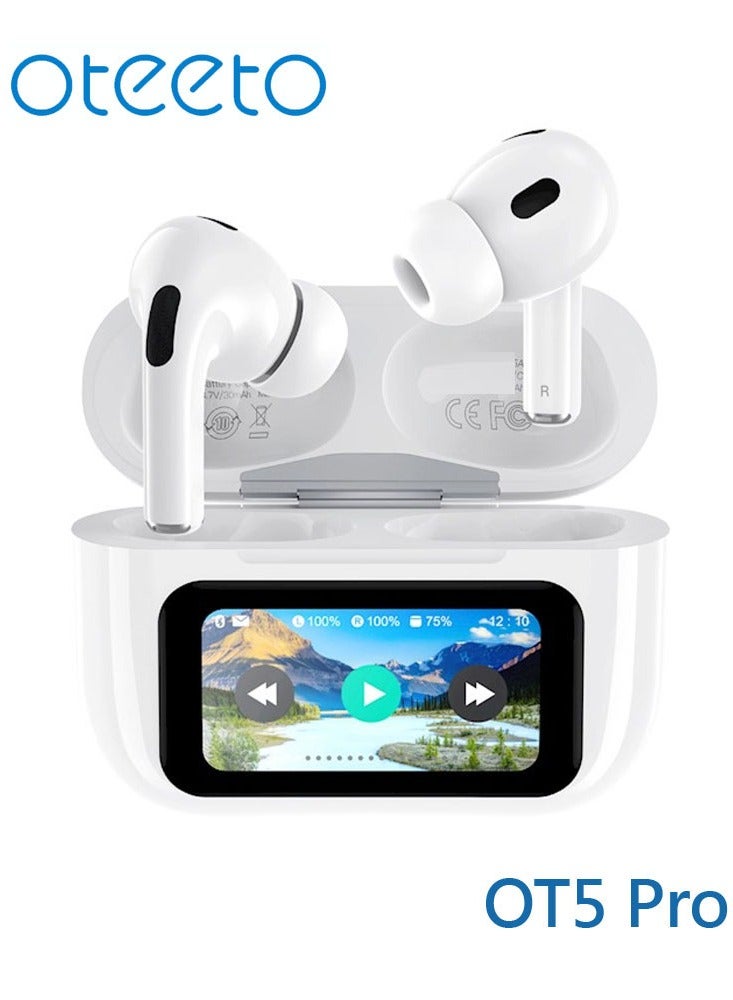 Oteeto OT5 Pro Wireless Eabuds With Smart Diplay Hi-Fi Sound Quality and Noise Cancellation Designed For iPhones and iPads