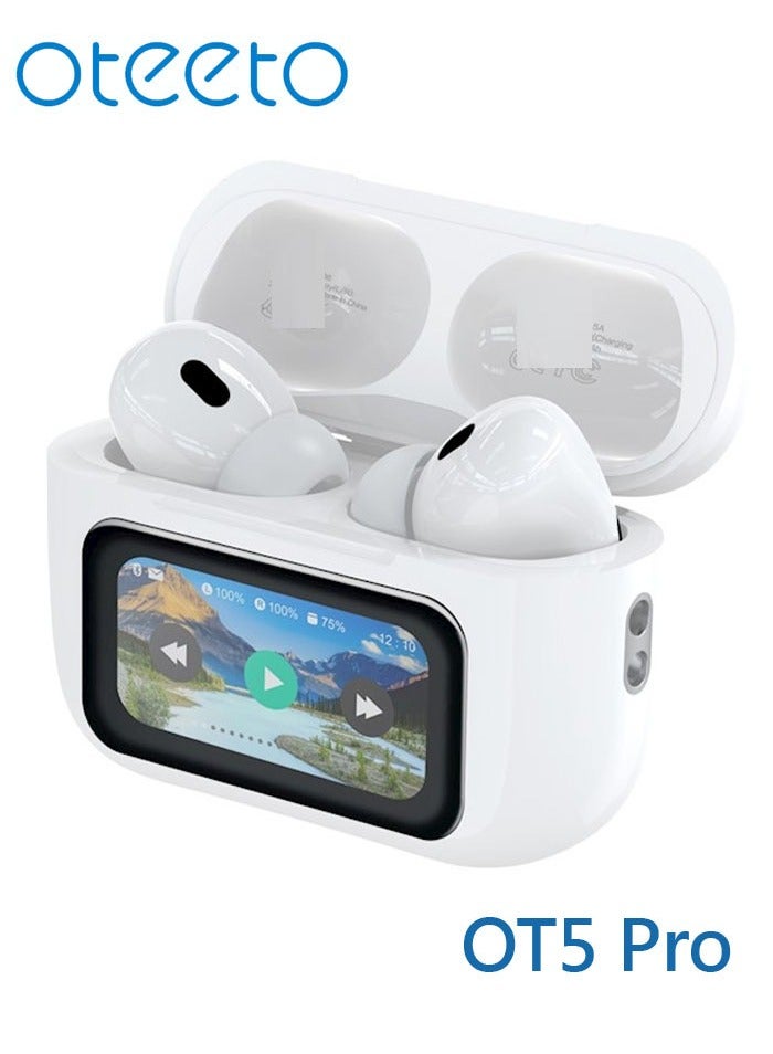 Oteeto OT5 Pro Wireless Eabuds With Smart Diplay Hi-Fi Sound Quality and Noise Cancellation Designed For iPhones and iPads