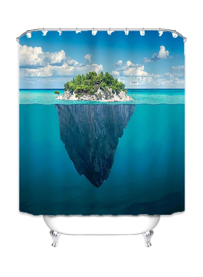 Printed Shower Curtains Blue/Brown/Green 150x180x2cm