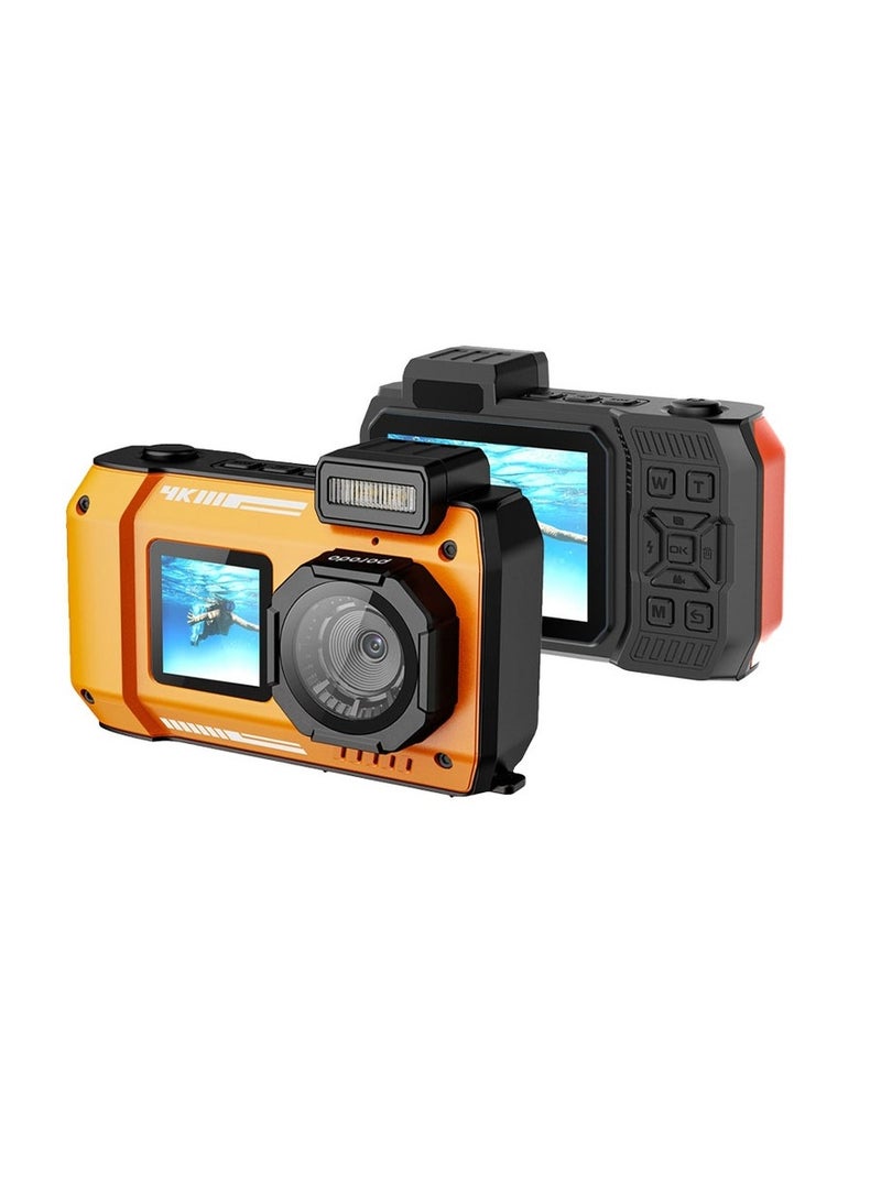 Waterproof Digital Camera Dual Screen & 18x Zoom 48MP Full HD 1080 IP68 Digital Camera - Orange