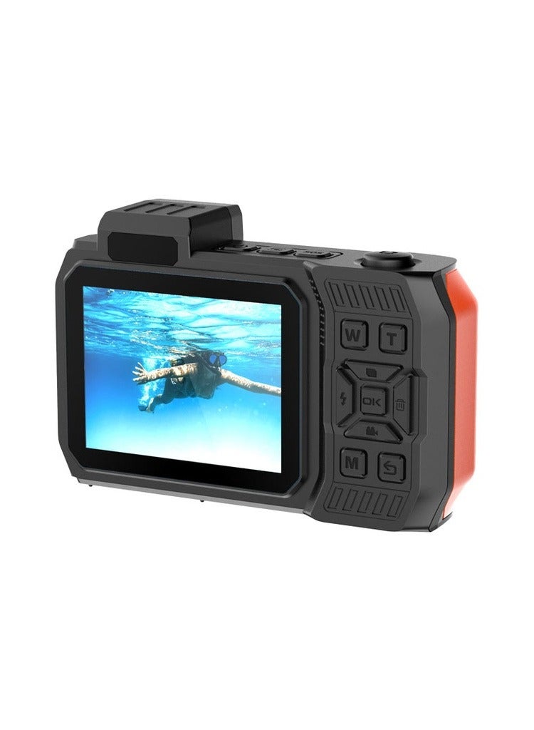 Waterproof Digital Camera Dual Screen & 18x Zoom 48MP Full HD 1080 IP68 Digital Camera - Orange