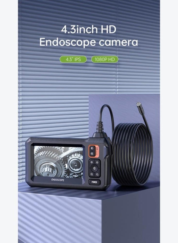 Borescope with 8 Light Endoscope Cameras, 4.3Inch HD Screen Inspection Camera, 16.5Ft Flexible Endoscope Camera