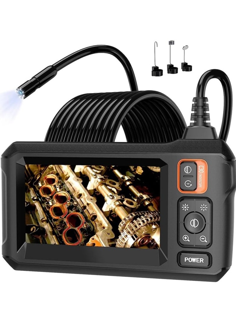 Borescope with 8 Light Endoscope Cameras, 4.3Inch HD Screen Inspection Camera, 16.5Ft Flexible Endoscope Camera