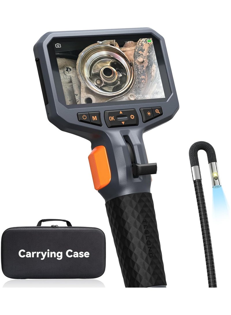 Articulating Endoscope Inspection Camera, 4.5'' IPS Two-Way Inspection Camera with Articulated Probe, Flexible Borescope with Light for Wall/Automotive/Engine Inspect (1.55 Meter/8.5mm)