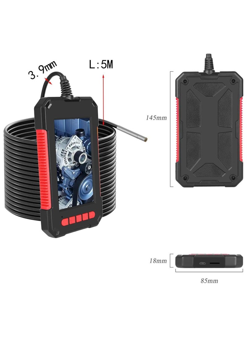 Reliable Industrial Endoscopic IP67 Waterproof Snake Camera 5-7H Work Time with 6 LED Lights Handheld 1280x720P Borescopes, 3.9mm 5m Hard Wire