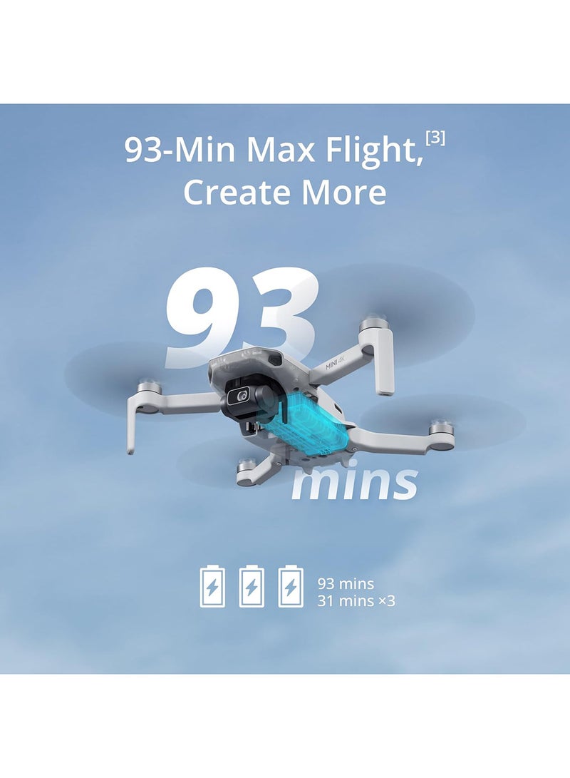 Mini 4K Fly More Combo, Drone with 4K UHD Camera for Adults, Under 249 g, 3-Axis Gimbal Stabilization, 10km Video Transmission, Auto Return, 3 Batteries for 93-Min Max Flight Time, QuickShots