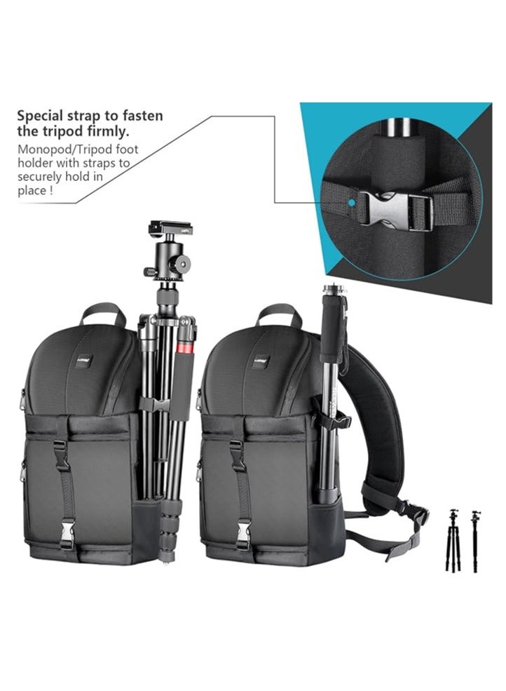 Professional Camera Sling Backpack for Nikon Canon Sony and Other DSLR and Lens, Tripod, Other Accessories, Waterproof and Anti-Tear Bag with Padded Partitions