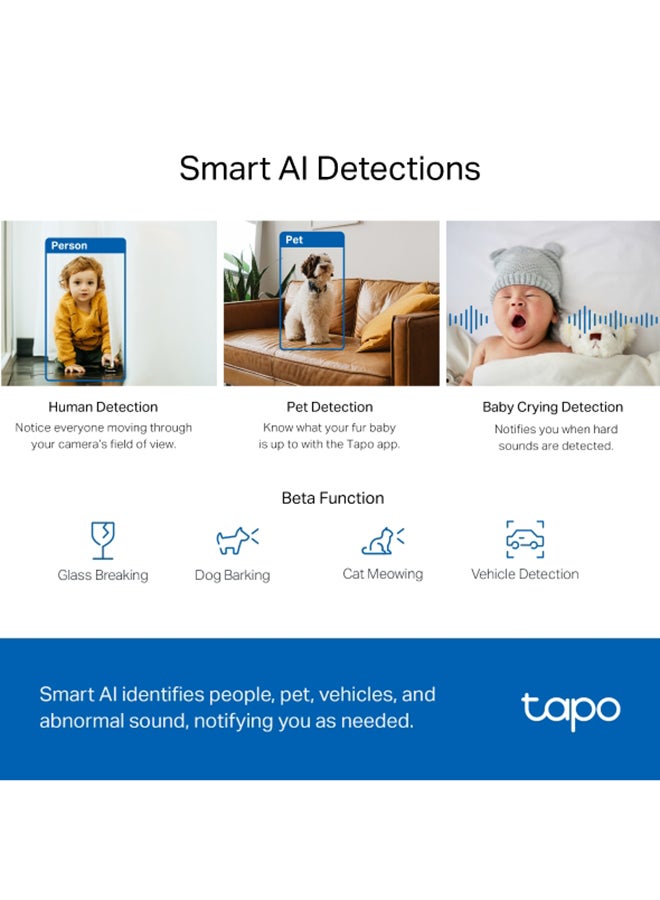 Tapo TC72 Pan/Tilt 2K QHD 4MP Smart Security WiFi Camera Indoor CCTV With 360° Rotational Views