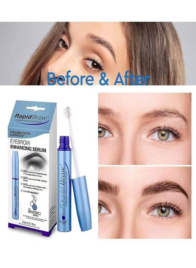 EyeBrow Enhancing Serum, Rapid Brow, Eyebrow Serum, Eyebrow Growth Serum, Brow Serum for Thicker, Fuller and Healthier Looking, Brow Growth Serum, Creates Visible Results, 3 ml / 0.1 fl oz