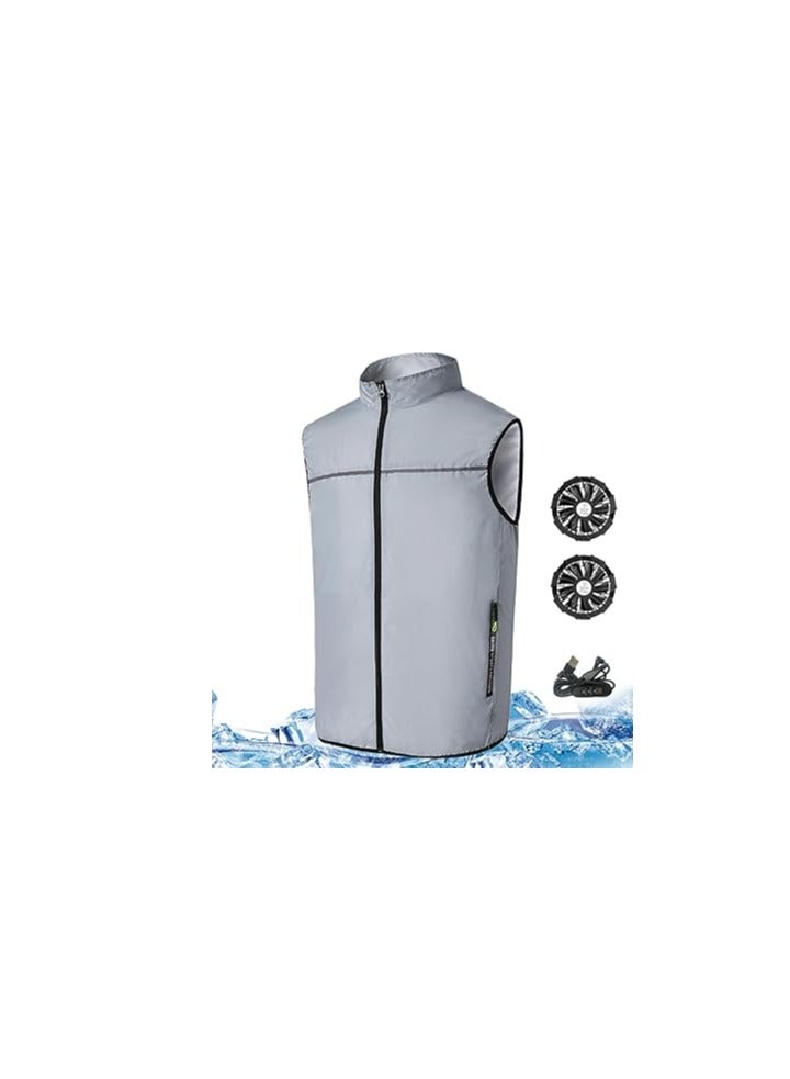 Cooling Vest with 2 USB Fans, 3-Speed Air Conditioning, Breathable and Sun-Protective Jacket for Outdoor Work and Sports (XL) - Ideal Fan Cooling Jacket for Comfort and Performance.