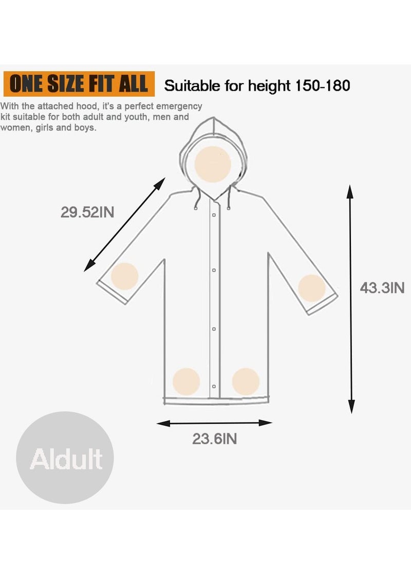 Rain Ponchos Raincoat EVA Waterproof Portable Rain Jacket Coats Camping Hiking Outerwear Reusable With Hoods and Open Sleeves for Adults Men Women