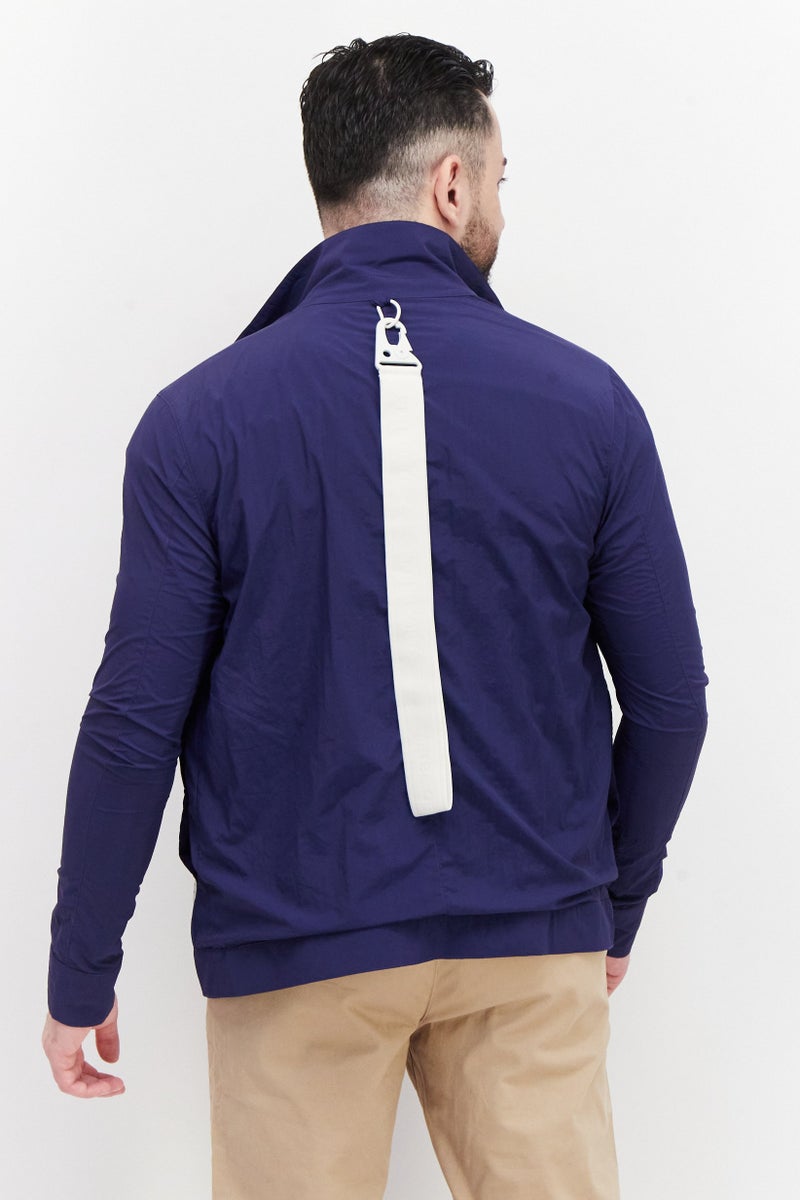 Men Brand Logo Windbreaker Jacket, Dark Blue