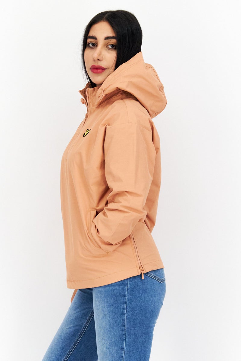 Women Long Sleeve Embroidered Logo Softshell Jacket, Dusty Peach