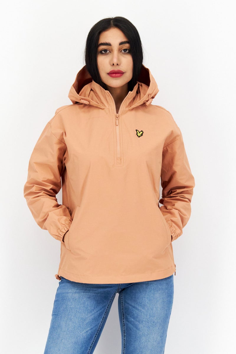 Women Long Sleeve Embroidered Logo Softshell Jacket, Dusty Peach