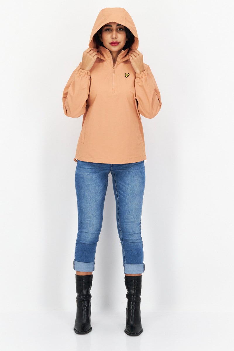 Women Long Sleeve Embroidered Logo Softshell Jacket, Dusty Peach