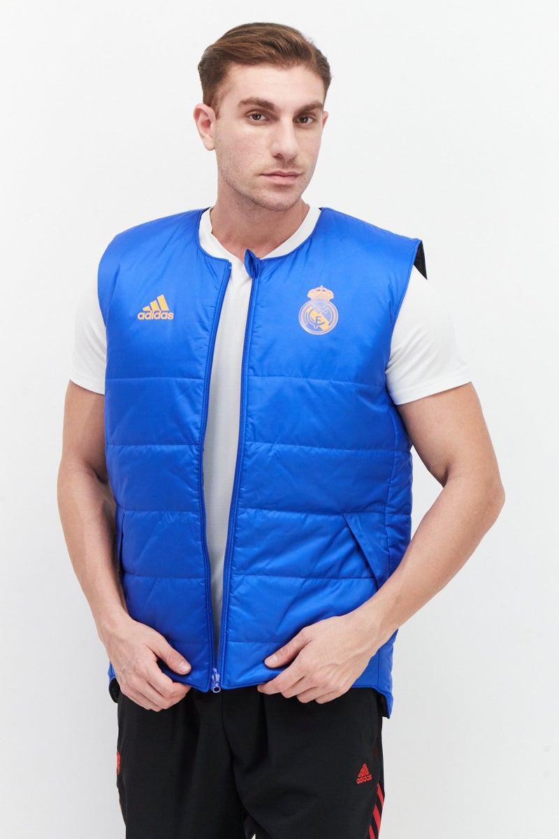 Men Sportswear Fit Sleeveless Reversible Vest Jacket, Blue