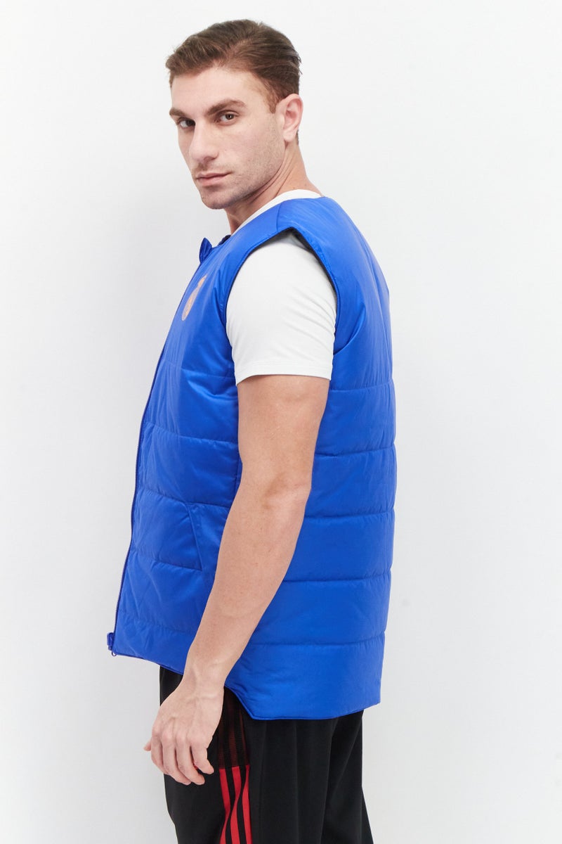 Men Sportswear Fit Sleeveless Reversible Vest Jacket, Blue