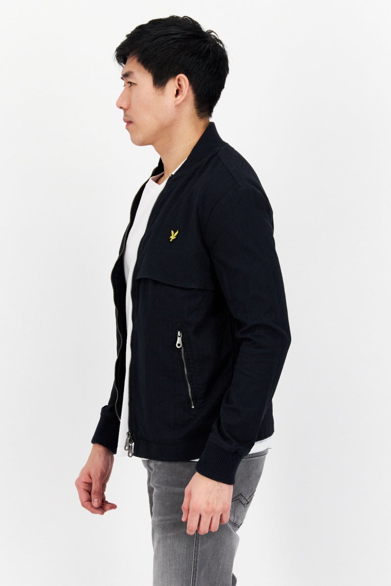 Men Brand Logo Bomber Jacket, Navy