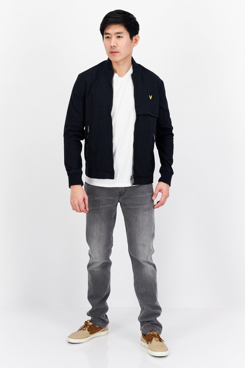 Men Brand Logo Bomber Jacket, Navy