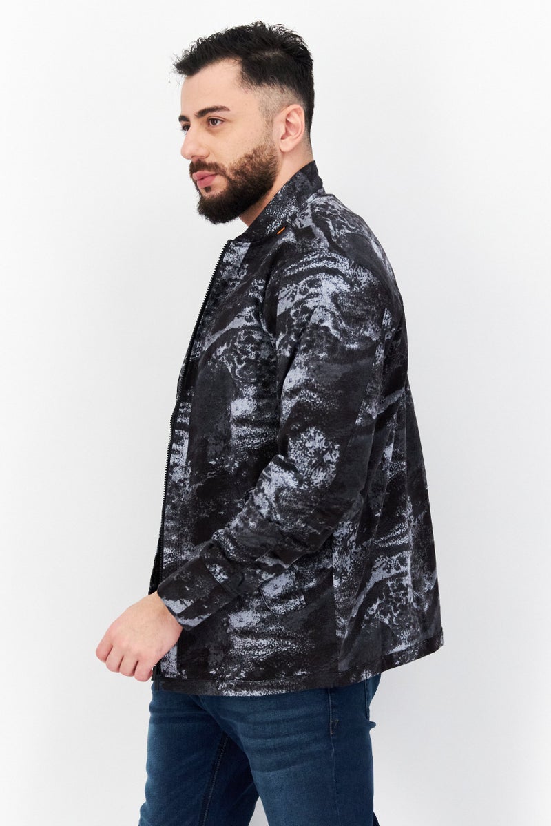 Men Animal Print Bomber Jacket, Black Combo