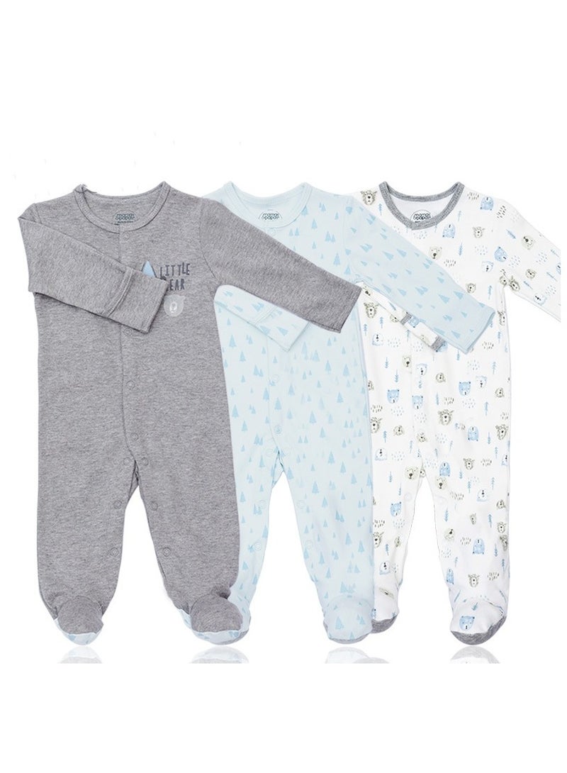 Infant And Toddler One-Piece Long-Sleeved Crawling Suit 3-Piece Set