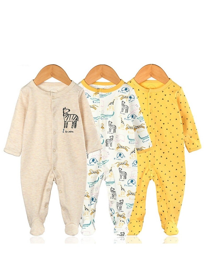 Infant And Toddler One-Piece Long-Sleeved Crawling Suit 3-Piece Set